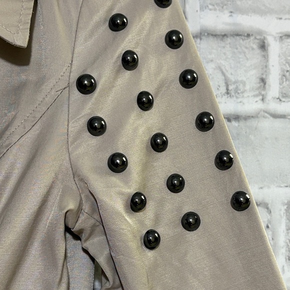 Aeropostale pretty little liars Beige Trench Coat Black Studded Sleeves, XS - Picture 4 of 10